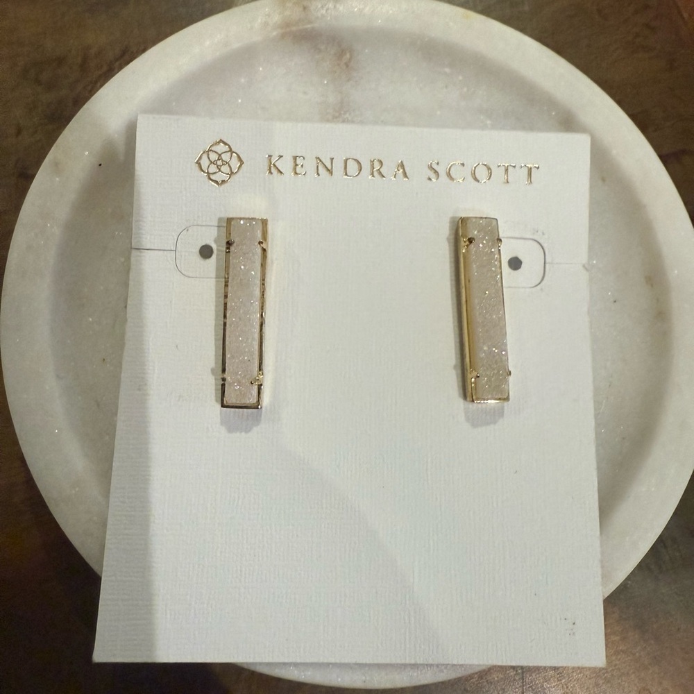 Kendra Scott Lady Stud Earrings in Iridescent Drusy and Gold Tone